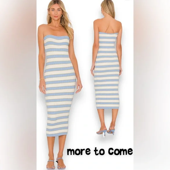 lesley ribbed strapless dress More To Come | Dresses | New Revolve Lesley Ribbed Strapless Dress In  Striped Bluemore To Come